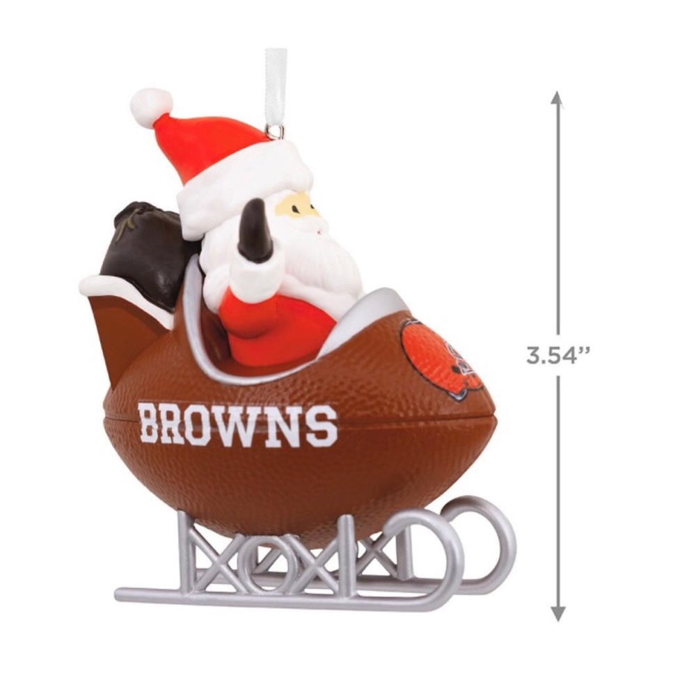 Hallmark NFL “Cleveland Browns” Santa’s Football Sled Christmas Ornament (NWT) - Picture 4 of 13